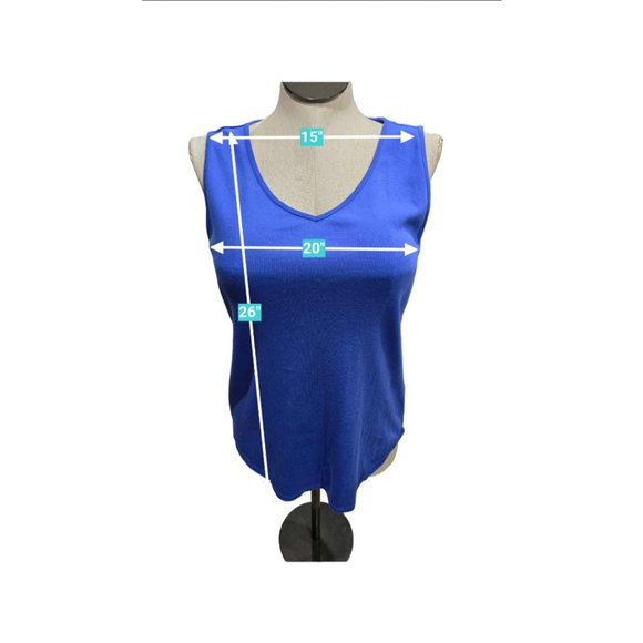 Chico's Women's Tank Top Size 2=L Blue V-Neck Sleeveless - Picture 4 of 6